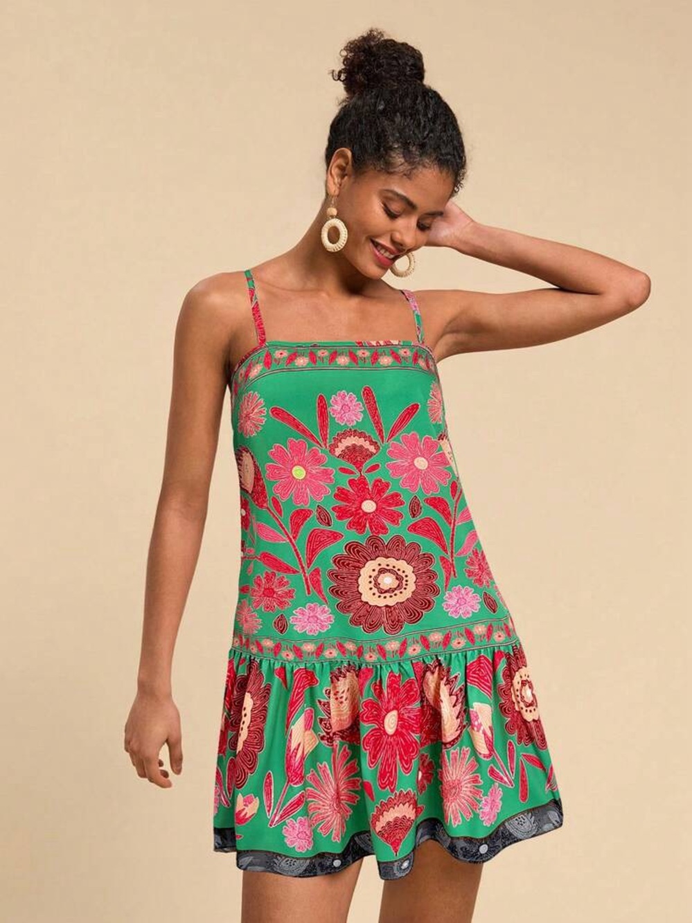 NEW SHEIN Green Floral Mini Dress